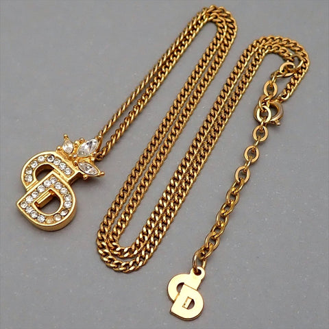 Christian Dior Logo Necklace Gold | PLAYFUL
